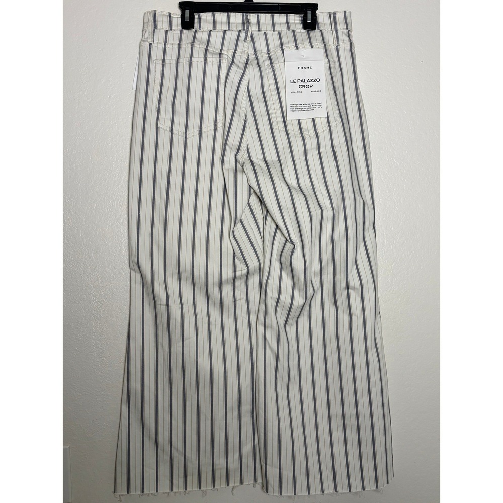 NEW FRAME Le Palazzo Striped Raw Wide Leg Jeans in Indigo Multi Size 30/10 - Picture 4 of 8
